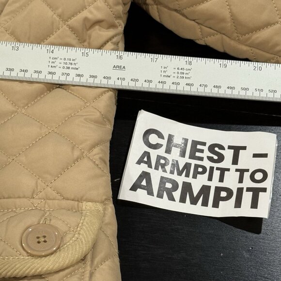 Kids Gap Quilted Jacket Youth Girls XL Corduroy Collar Tan Preppy Equestrian - Picture 9 of 10